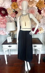Black/Cream Pleated Maxi Dress