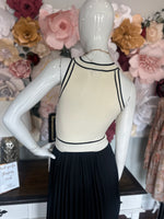 Black/Cream Pleated Maxi Dress