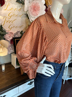Clay Printed Bubble Sleeve Top
