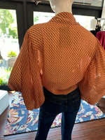 Clay Printed Bubble Sleeve Top