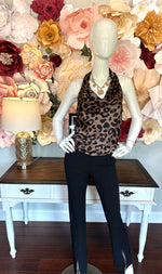 Leopard Cowl Neck Sleeveless top