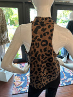 Leopard Cowl Neck Sleeveless top