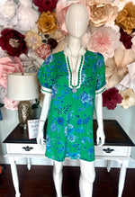 Green and Blue floral Dress