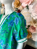 Green and Blue floral Dress