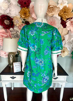 Green and Blue floral Dress