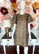 Leopard Dress with Bold Puff Sleeves