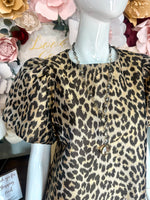 Leopard Dress with Bold Puff Sleeves
