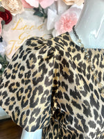 Leopard Dress with Bold Puff Sleeves