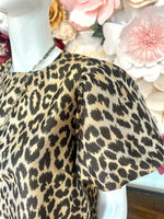 Leopard Dress with Bold Puff Sleeves