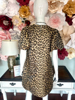 Leopard Dress with Bold Puff Sleeves