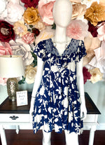 Navy Floral Print Dress