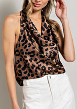 Leopard Cowl Neck Sleeveless top