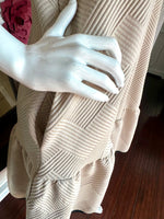 Beige Textured wide collared Dress