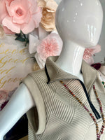 Beige Textured wide collared Dress