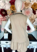 Beige Textured wide collared Dress