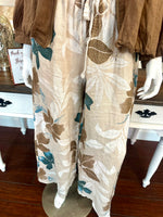 Natural Multi pattern LInen Pants