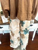 Natural Multi pattern LInen Pants