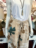 Natural Multi pattern LInen Pants