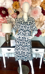 Navy/White Print Dress