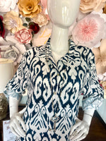 Navy/White Print Dress