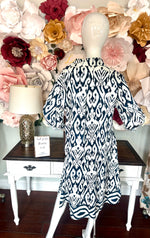 Navy/White Print Dress