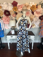 Blue Circle Halter Neck Jumpsuit