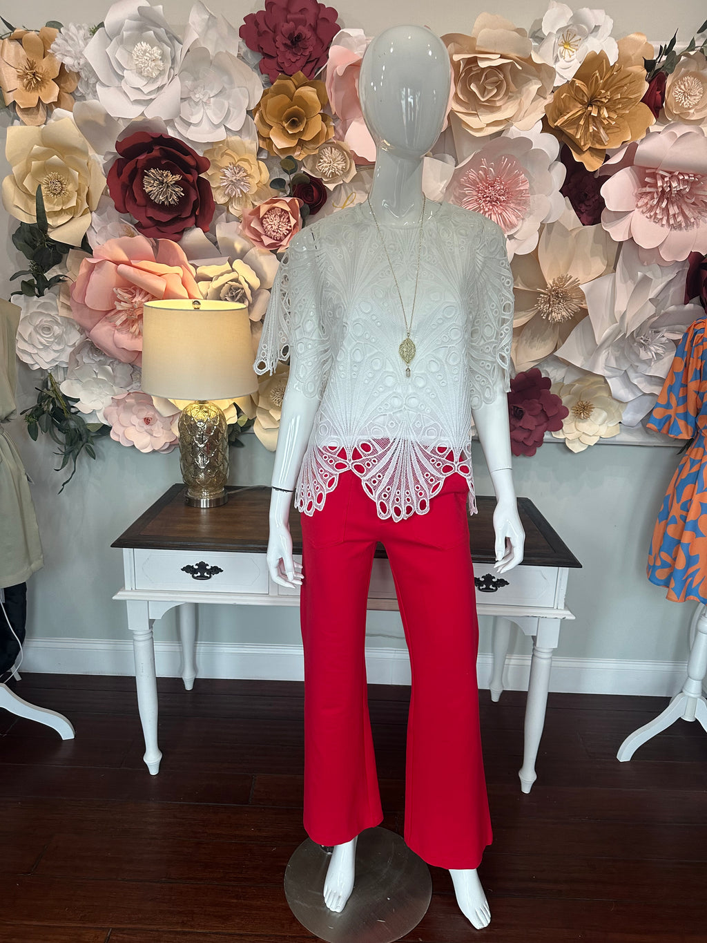 Red Ponte Flare Pants