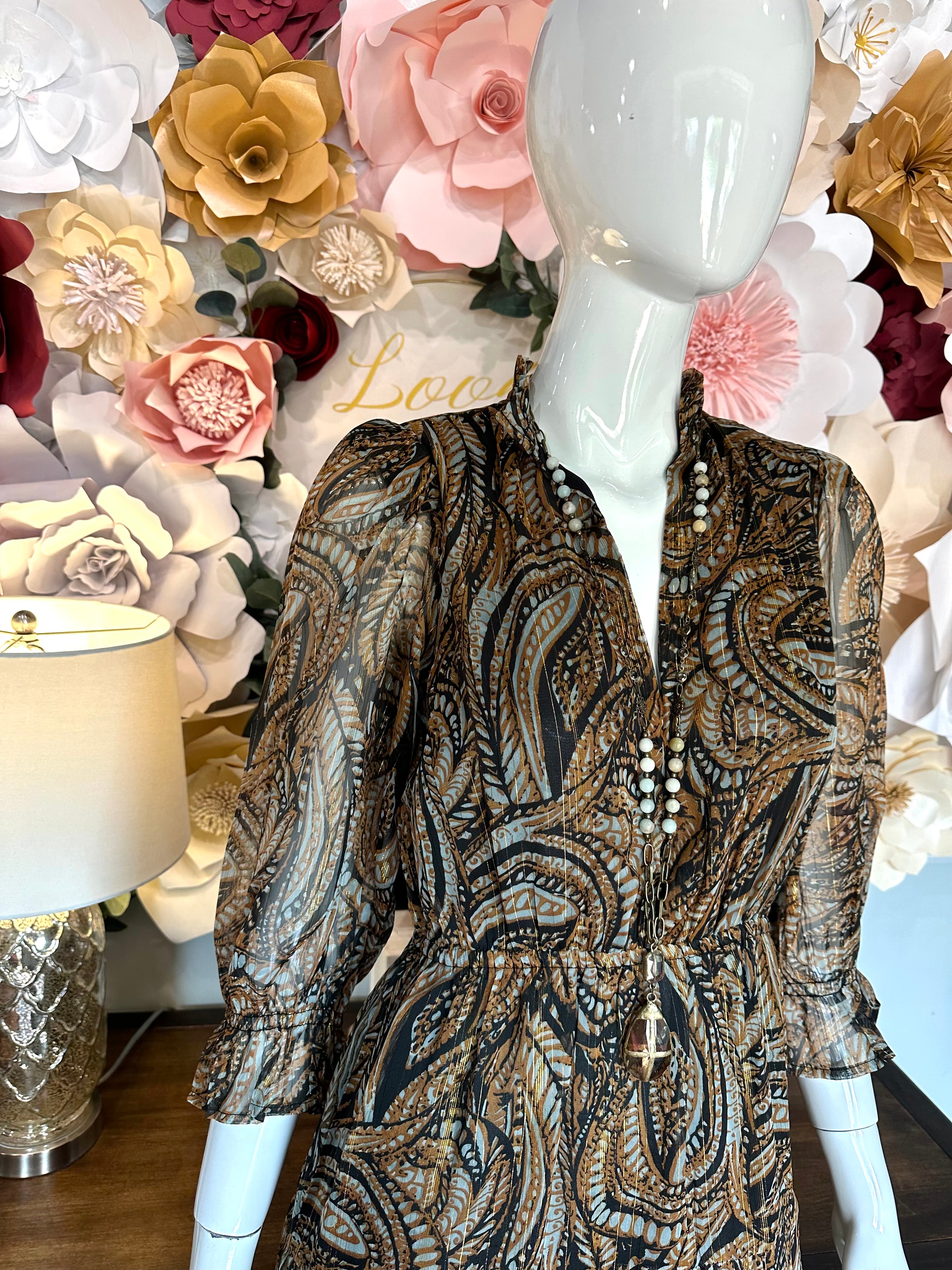 Elan Brand Brown Paisley Dress