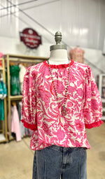 Pink Mix Ruffle Trim Top