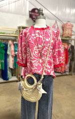Pink Mix Ruffle Trim Top