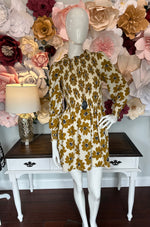 Mustard Floral Printed Long Sleeve Dress