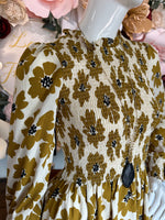 Mustard Floral Printed Long Sleeve Dress
