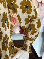 Mustard Floral Printed Long Sleeve Dress