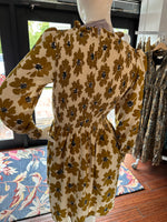 Mustard Floral Printed Long Sleeve Dress