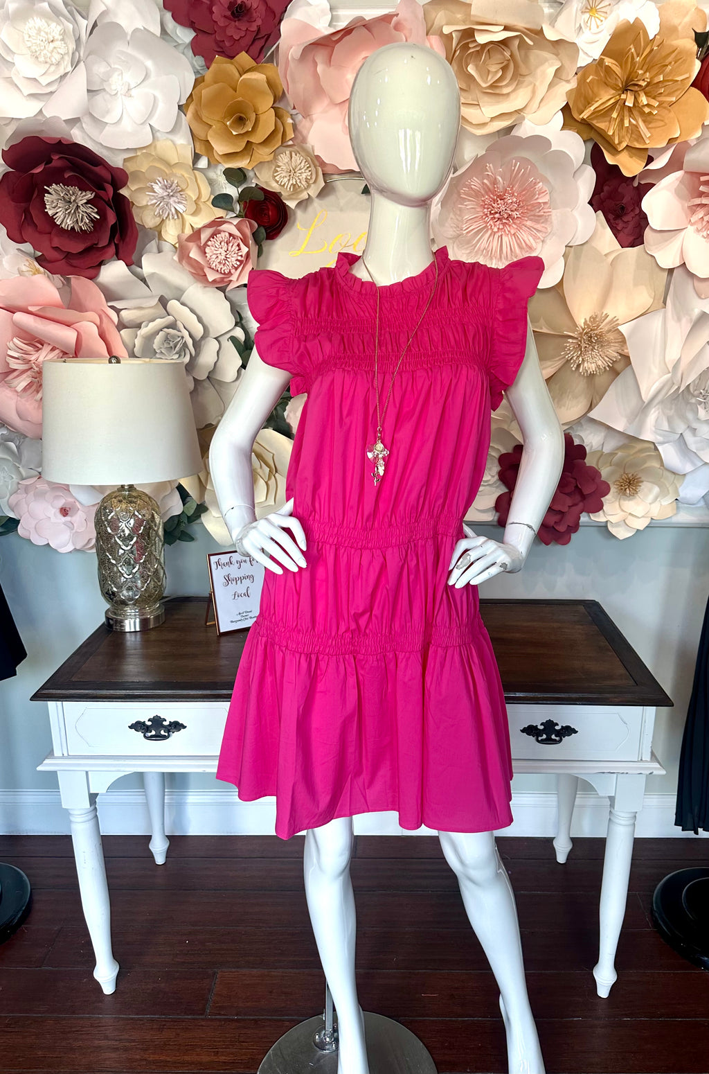 Hot Pink Smocking layered dress