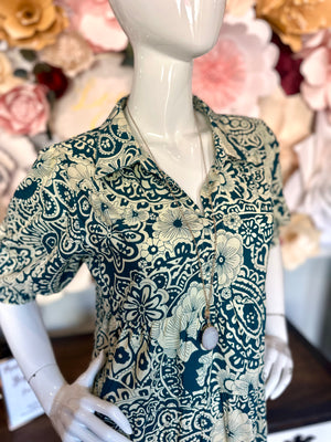 Peacock Vintage Garden Shirt Dress