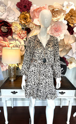Ivory Black Satin Printed Dress