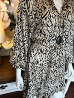 Ivory Black Satin Printed Dress