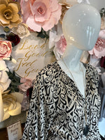 Ivory Black Satin Printed Dress