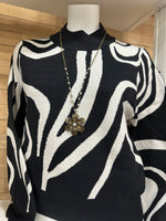 Black Grey Swirl Printed Sweater