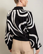 Black Grey Swirl Printed Sweater
