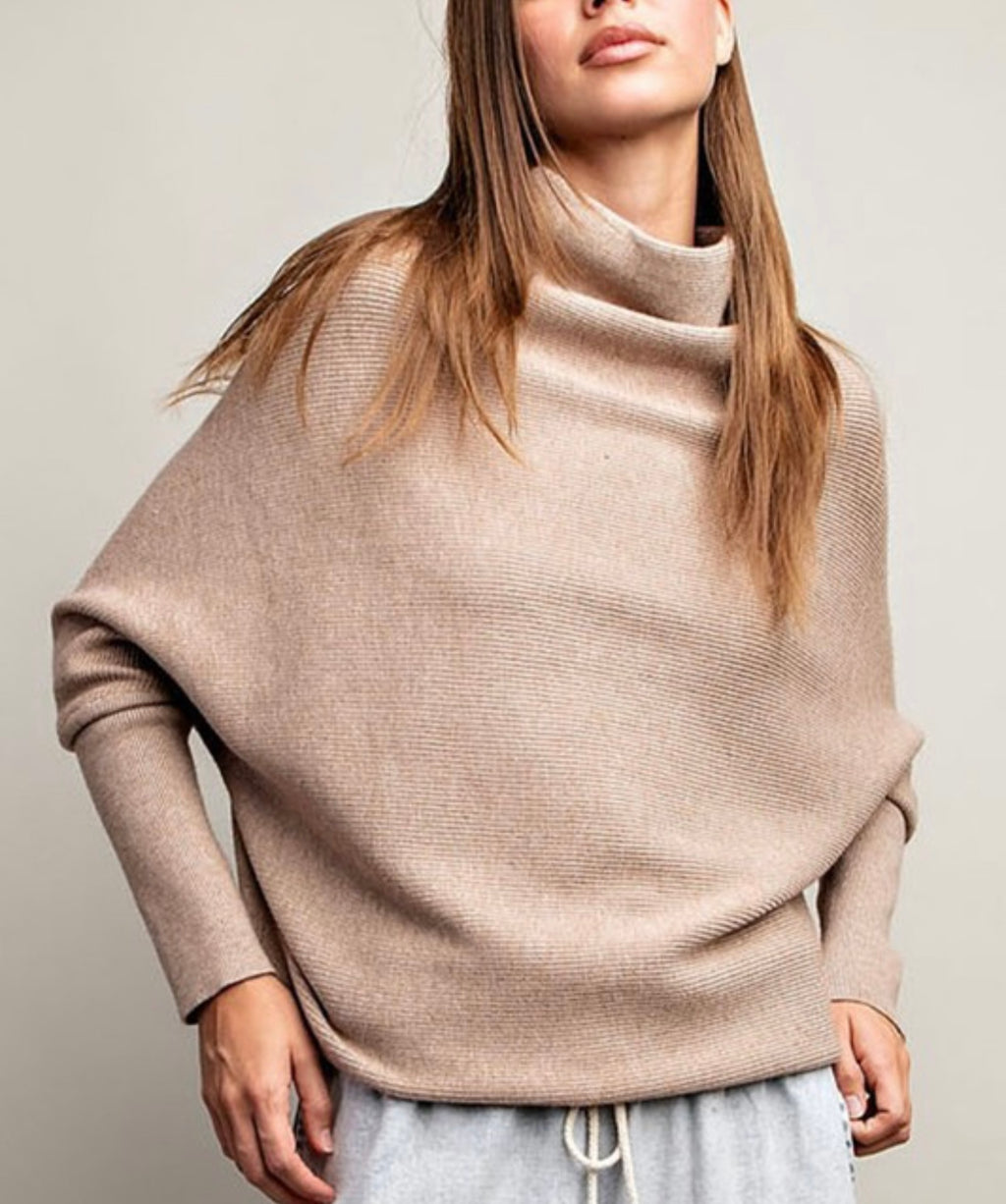 Oatmeal Mock Neck Sweater