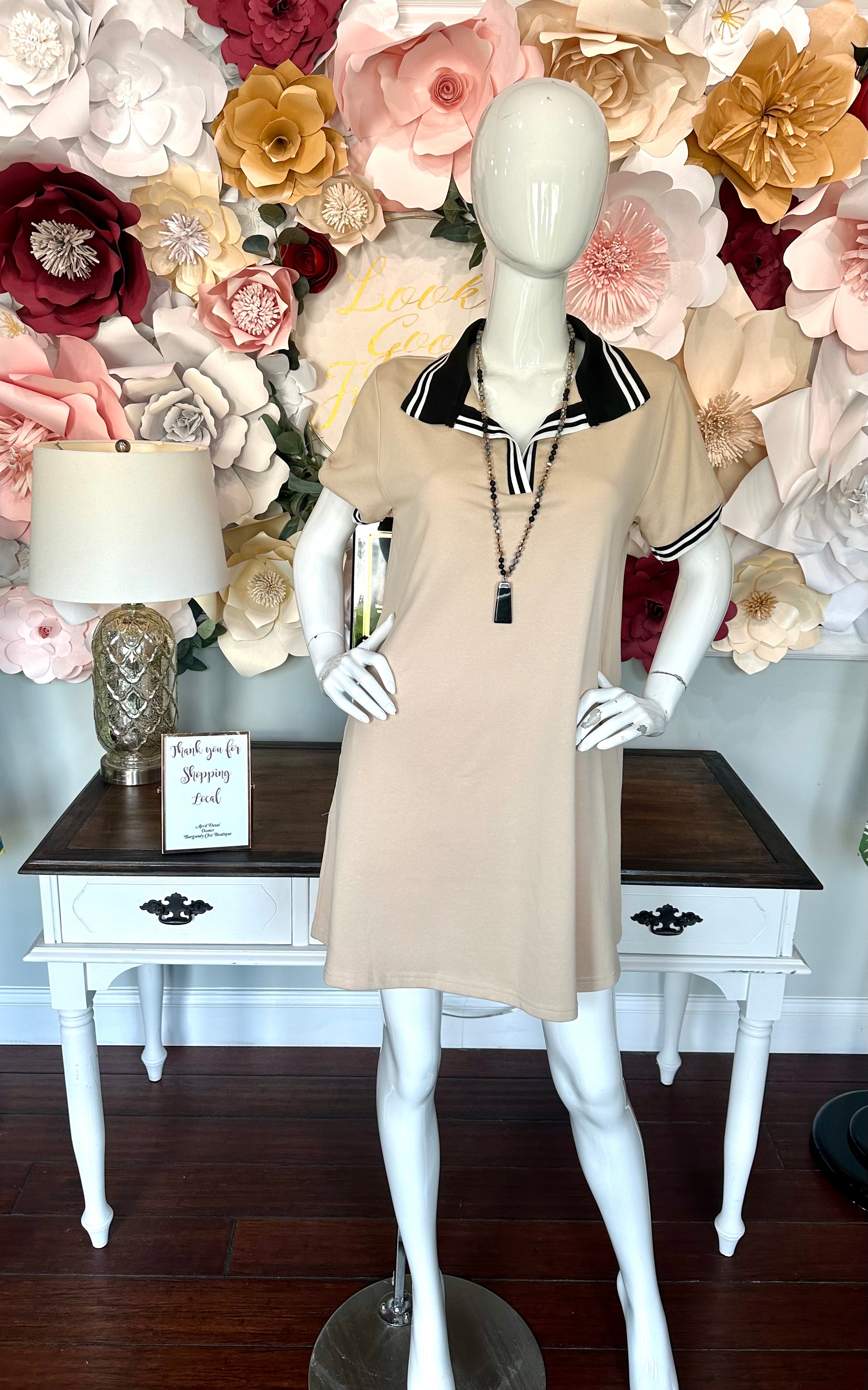 Tan Sporty Polo Mini Dress