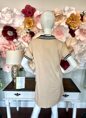 Tan Sporty Polo Mini Dress