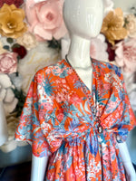 Orange Floral Mix Long Dress