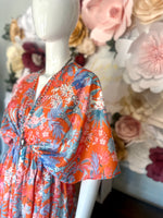 Orange Floral Mix Long Dress