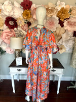 Orange Floral Mix Long Dress