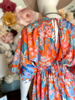 Orange Floral Mix Long Dress