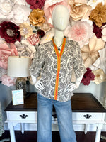 Cream & Gray Paisley Top