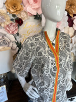 Cream & Gray Paisley Top